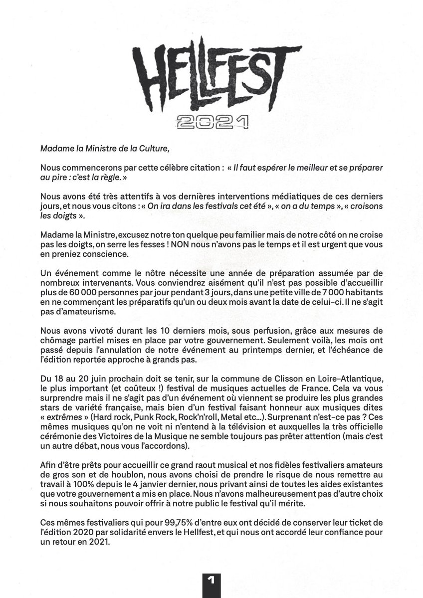 lettre ouverte Hellfest 1